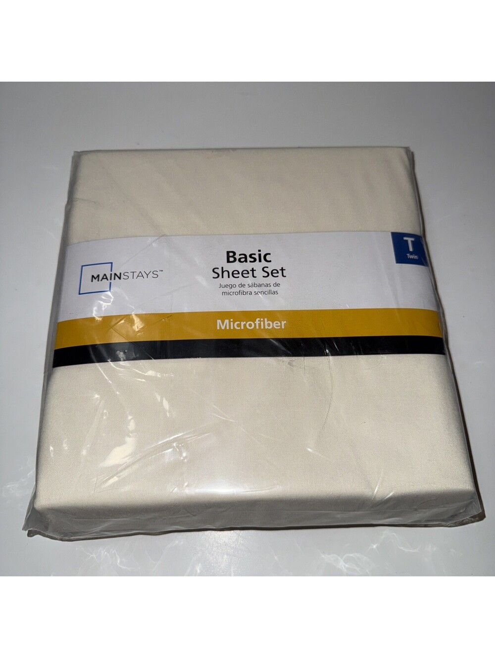 NEW Sealed Mainstays Basic Microfiber Twin 3-Piece Sheet Set, Fresh Ivory Color